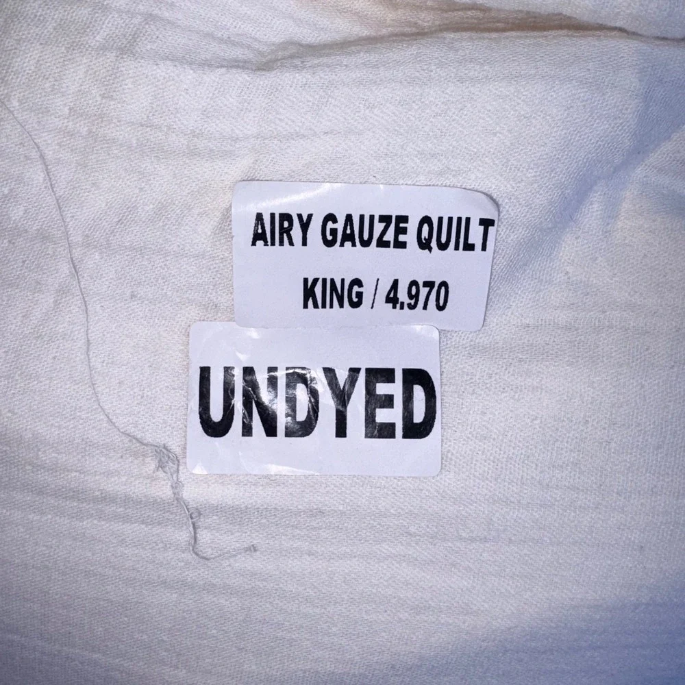 Airy Gauze Quilt King Undyed New With Imperfections Muslin Cotton Bedding cream